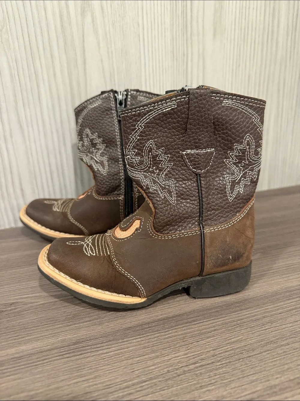 Solis Calzado Kids Brown Western Zip-On Boots